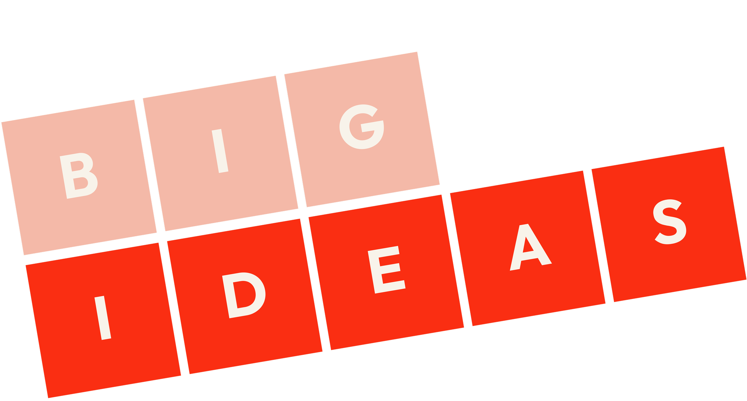"BIG IDEAS" text arranged on colored tiles