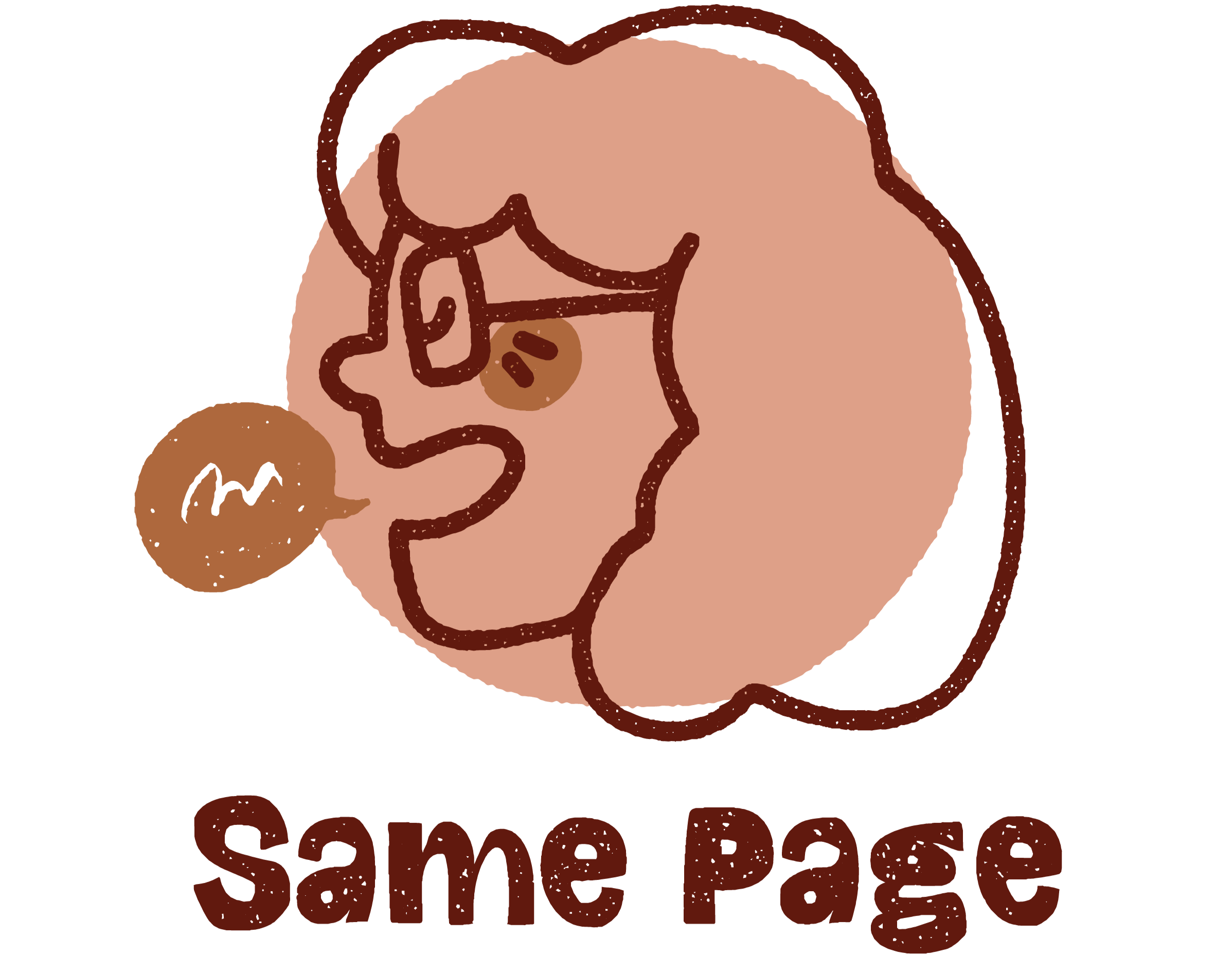 Logo of Same Page, featuring a stylized woman's face and the words 'Same Page' beneath it.