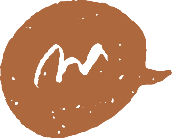 A brown speech bubble with a squiggle inside of it.