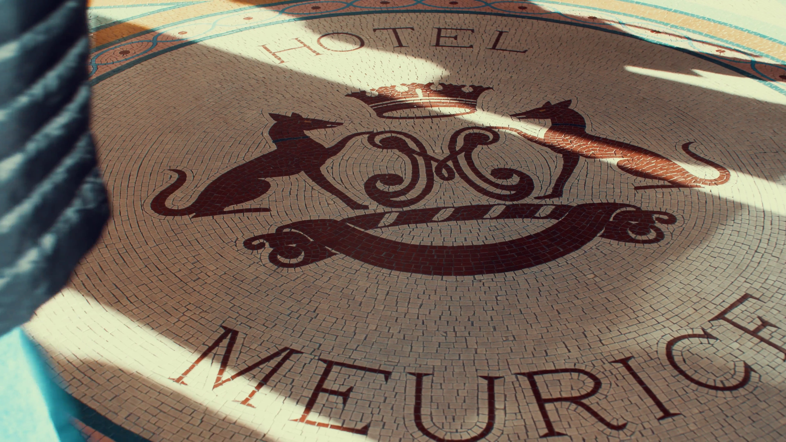 Close-up of the threshold entrance of Le Meurice hotel, Paris