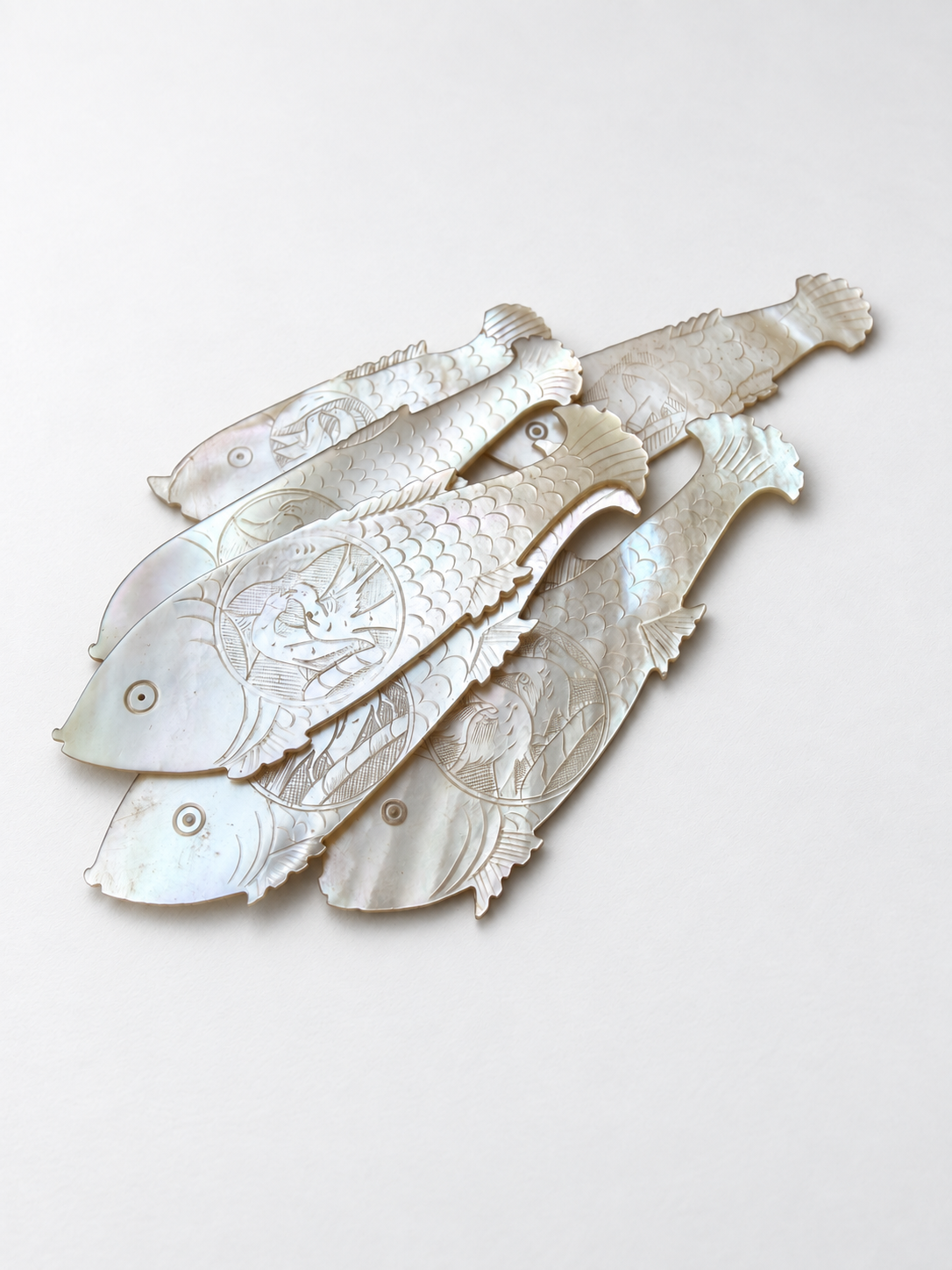 Antique Mother-of-Pearl Fish Gaming Tokens