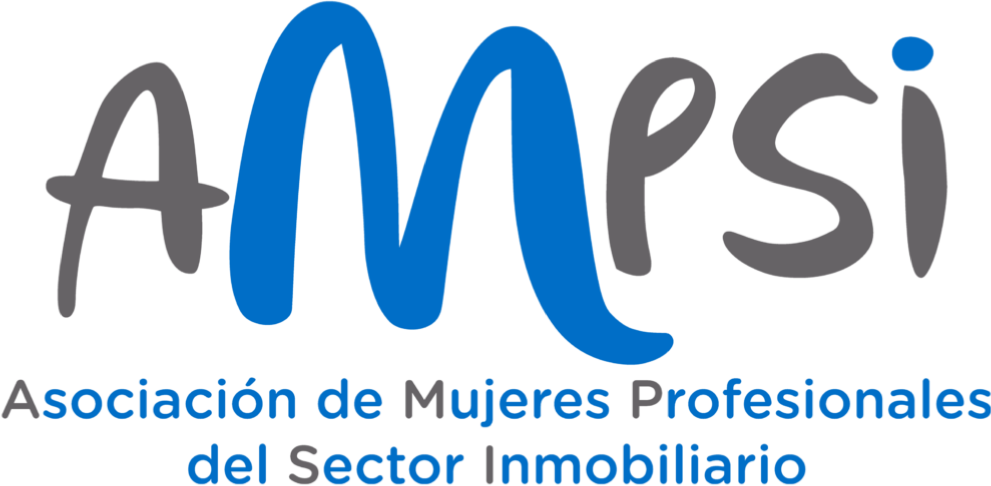 Logotipo de la Asociación de Mujeres Profesionales del Sector Inmobiliario, con letras en gris y azul.