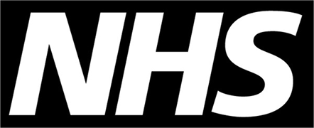 NHS logo in black with white lettering