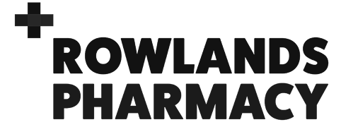 Logo of Rowlands Pharmacy with a plus sign.