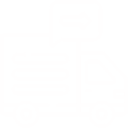 Line drawing of a delivery truck with an arrow sign above it