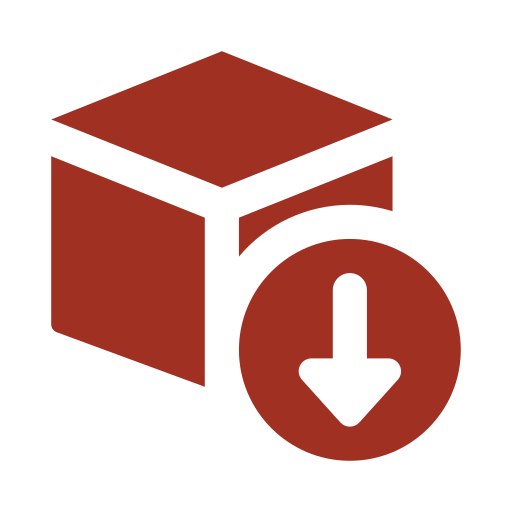 A box with a downward arrow inside a circle, indicating a download or installation