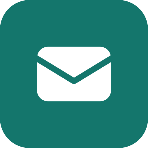 App icon with a white envelope inside a dark green rounded square background.