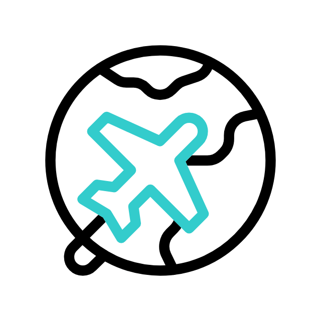 An illustration of a globe with an airplane icon overlayed.
