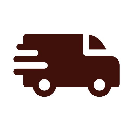 Icon of a delivery truck with motion lines indicating speed.