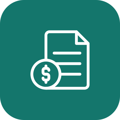 Icon of a document with a dollar sign, representing financial or billing information.