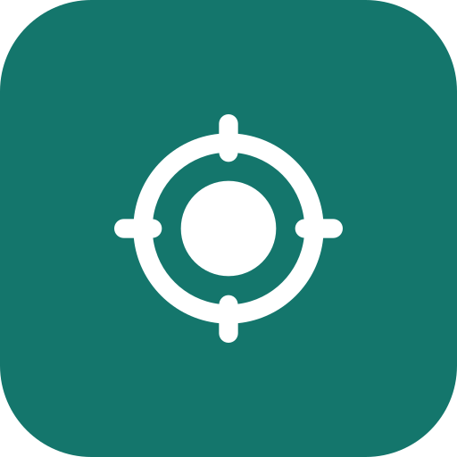 A white crosshair target icon on a teal background.