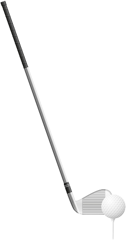 Golf club hitting a golf ball