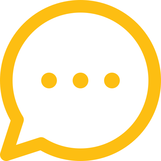 Icon of a speech bubble with three dots inside, symbolizing a chat or message.