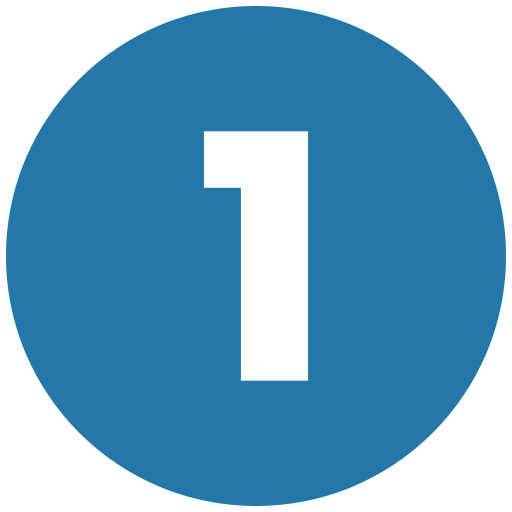Blue circle with the number 1 in the center.