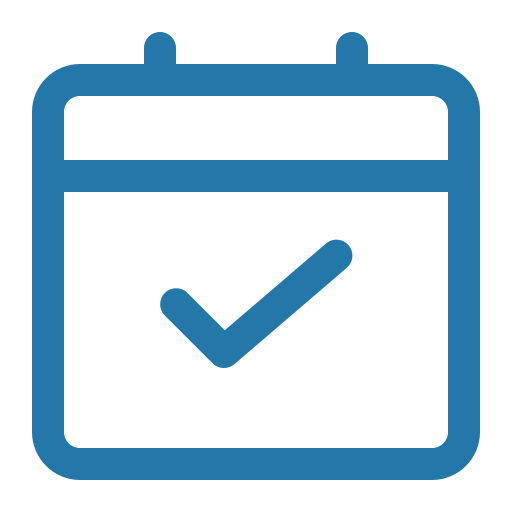 Icon of a calendar with a checkmark.