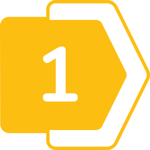 Yellow road sign with black outline of a clock showing the number 1.