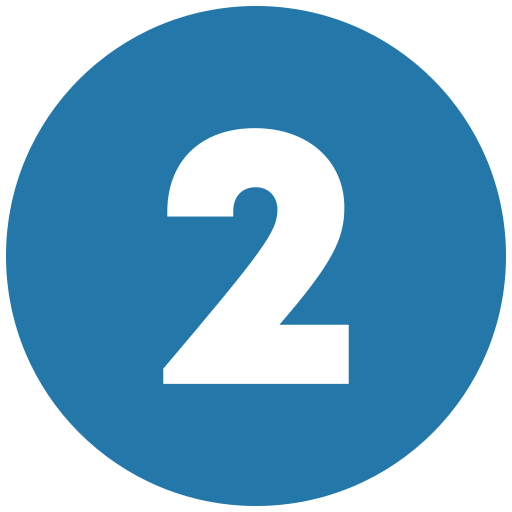 Blue circular icon with the number 2 in black in the center.