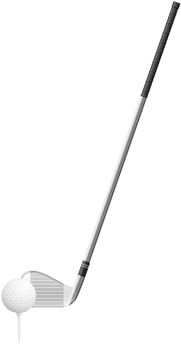 Golf club hitting a golf ball on a tee.