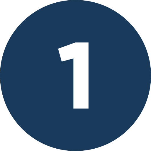 A dark blue circular icon with a black number 1 in the center.