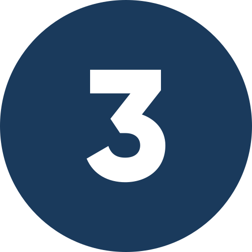 Dark blue circle with the number three in the center.