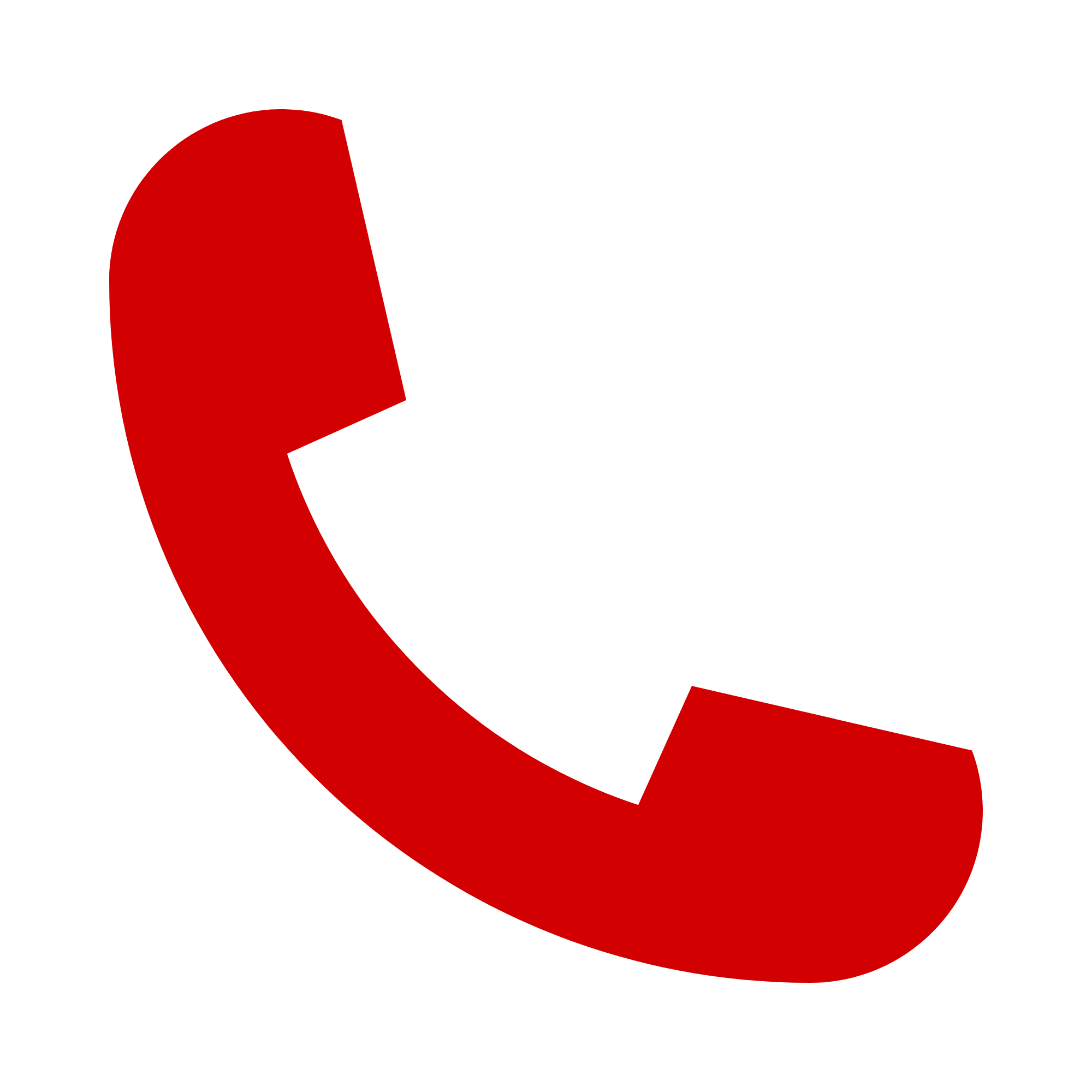 Red and black telephone receiver icon.