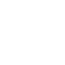 White shopping cart icon on a black background