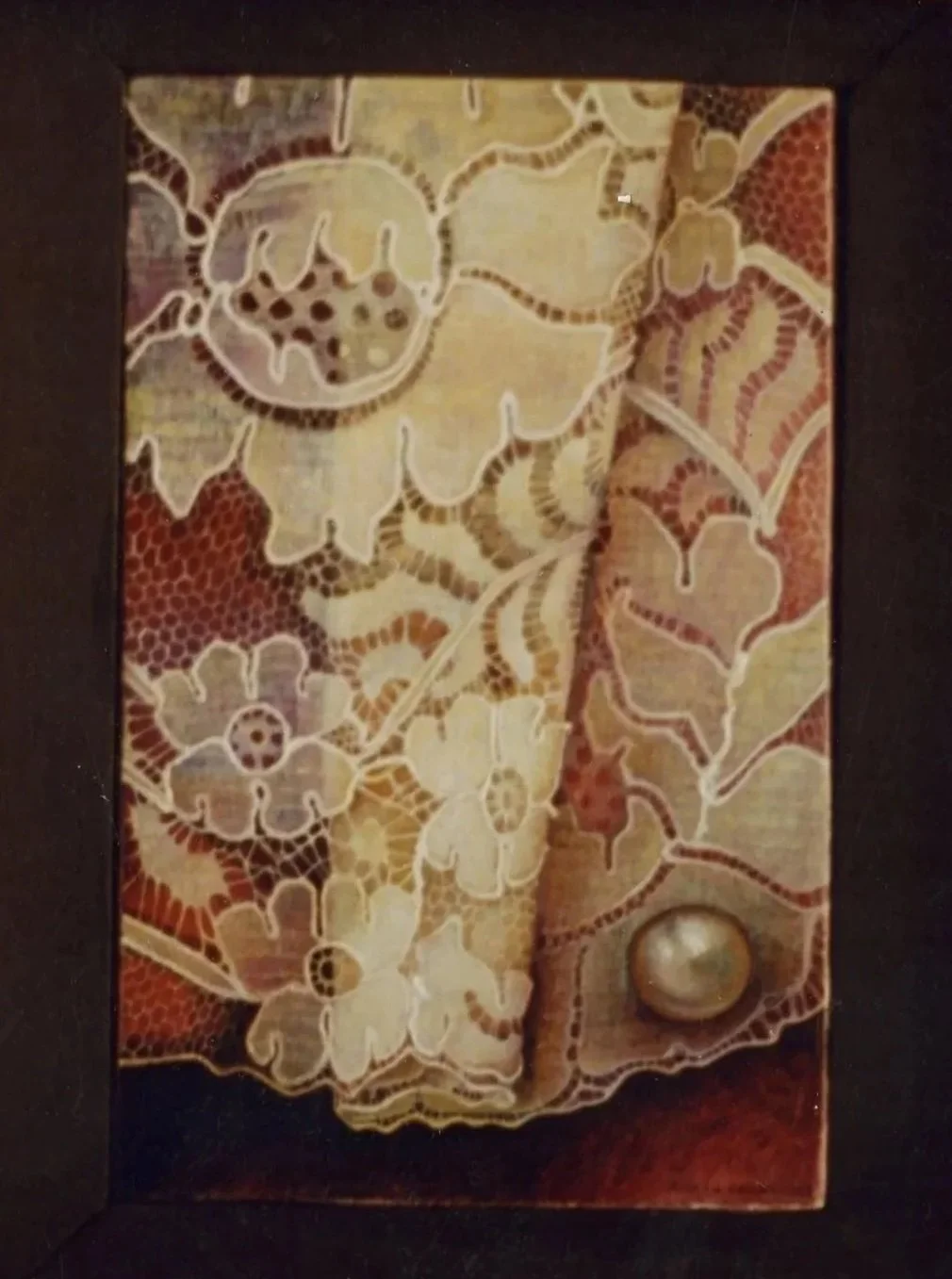 Net / Lace Curtain Art by Judith Drury. Gouache.