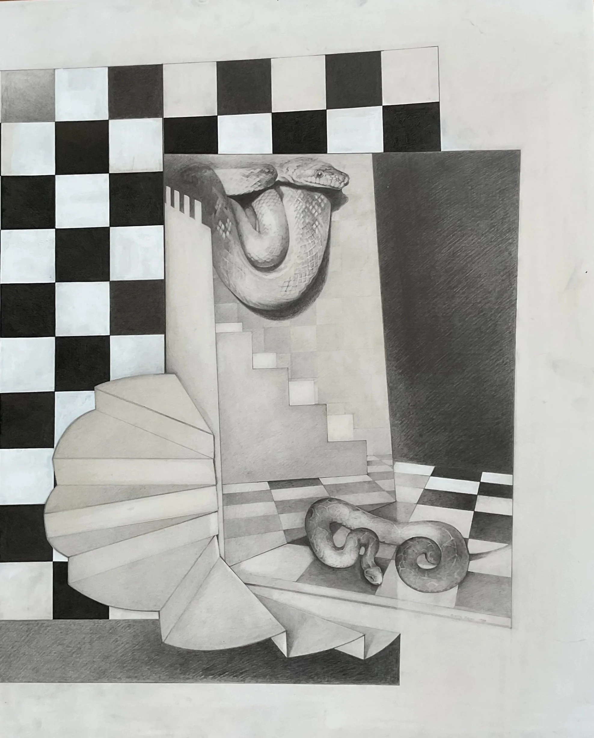 Snakes and Ladders painting by artist Judith Drury.