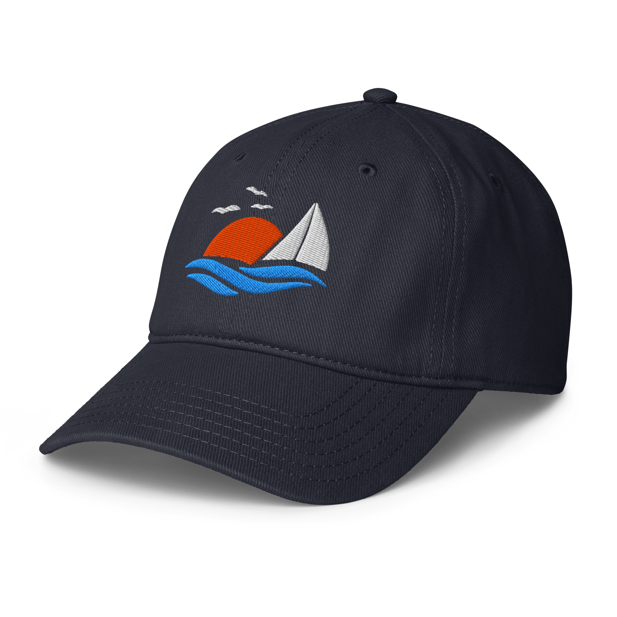 Embroidered Sailboat Sunset Low-profile Ball Cap
