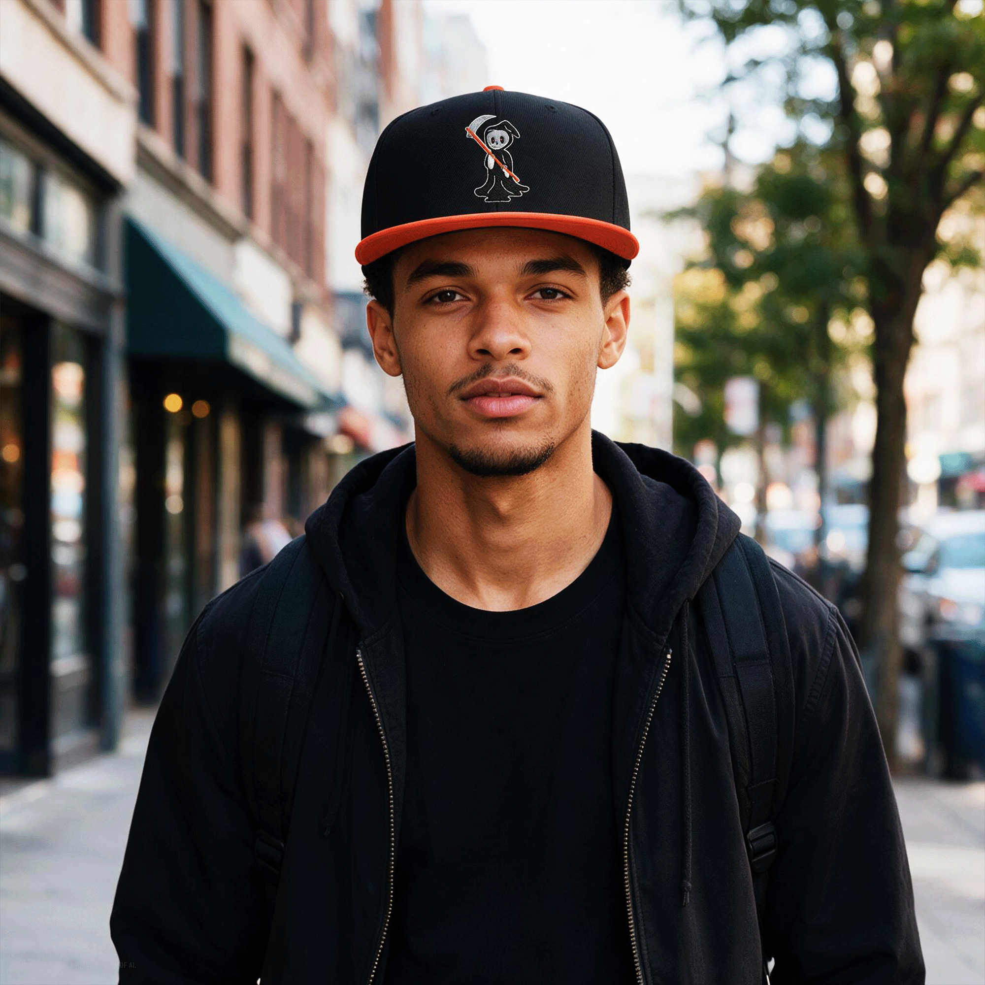 Embroidered Halloween Grim Reaper Snapback Hat