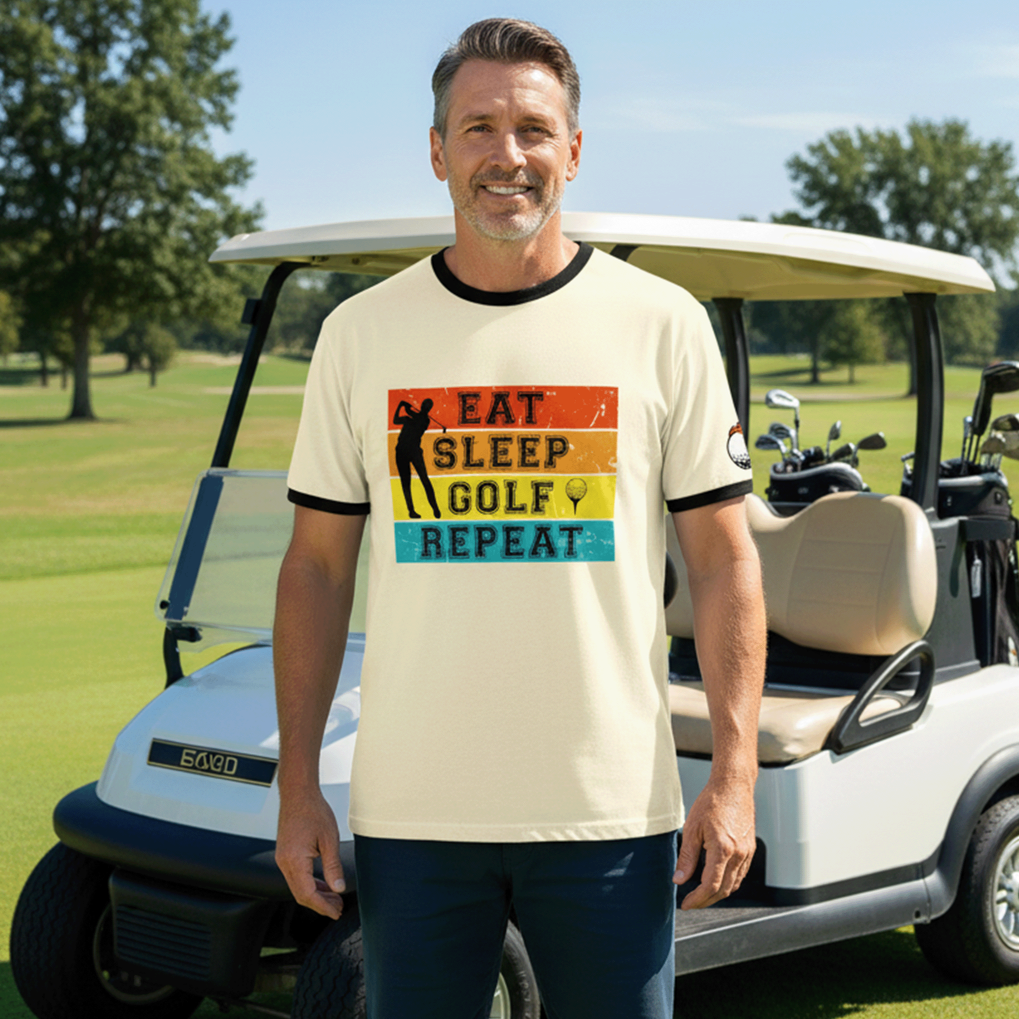 Eat Sleep Golf Repeat Ringer Tee