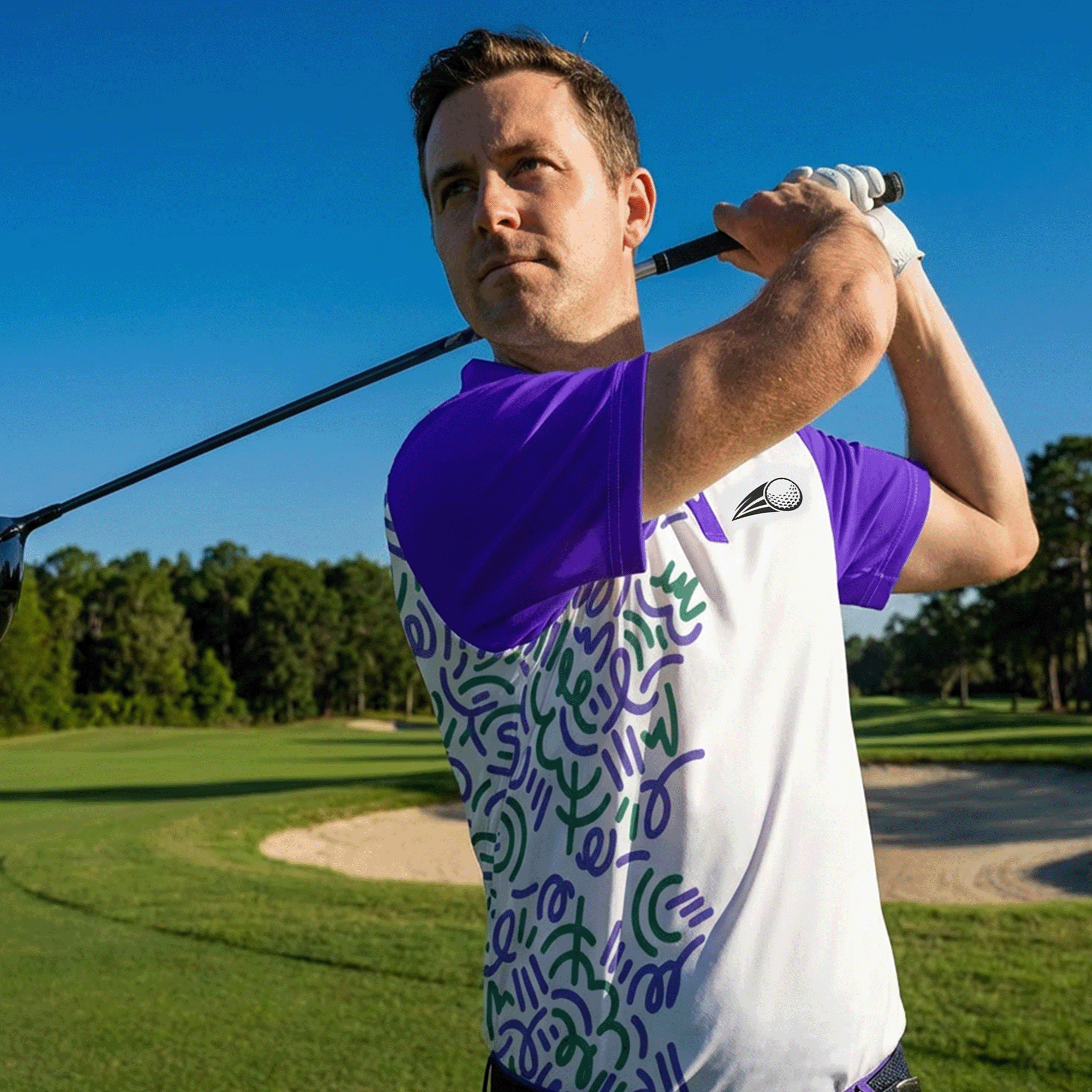 Abstract Pattern Golf Polo Shirt