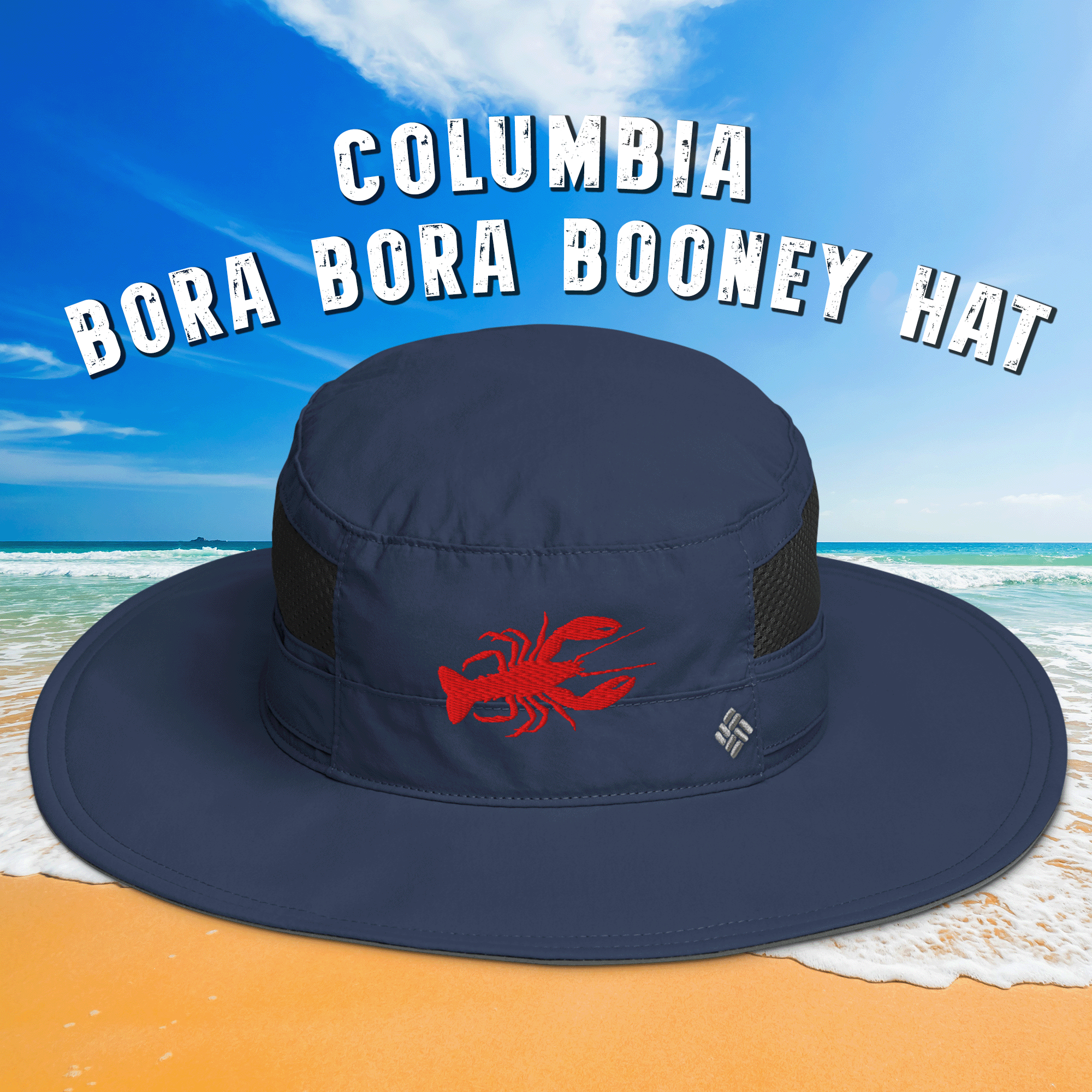Embroidered Lobster Columbia Bora Bora Booney Hat