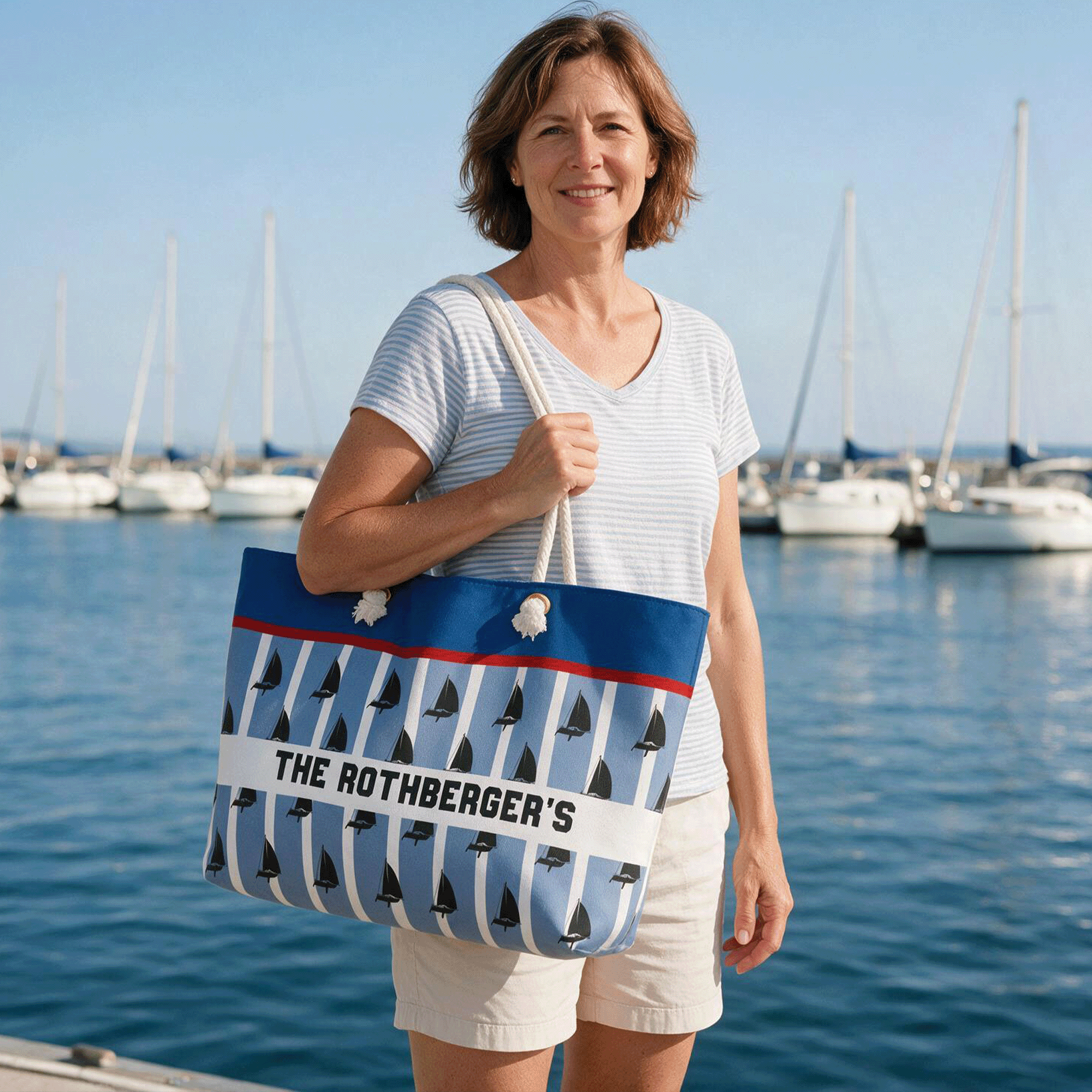 Personalized Name Sailboat Pattern Weekender Bag