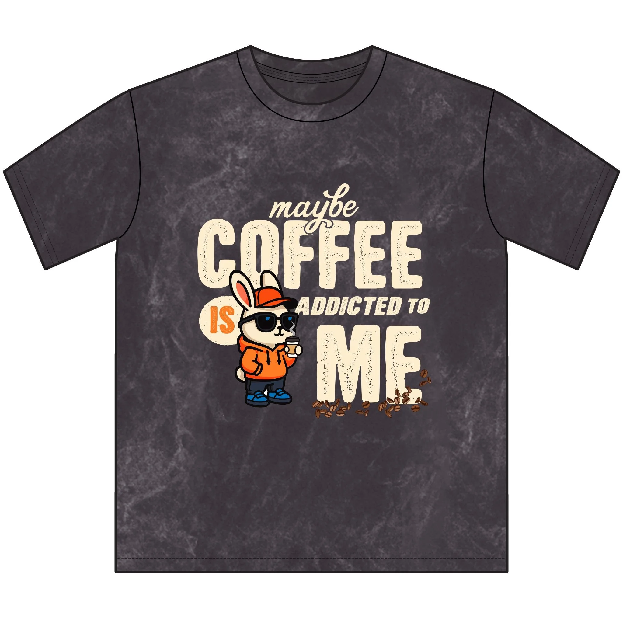 Maybe Coffee Is Addicted To Me Mineral Washed Crewneck Tee Front, Cloud Black (2).jpg