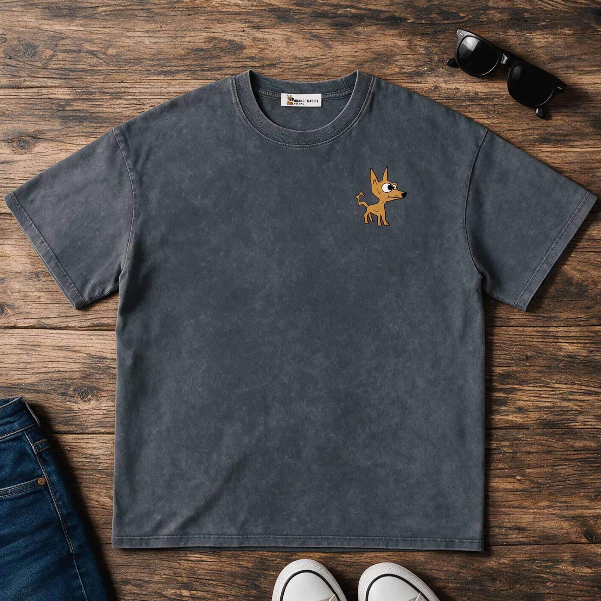 Orange Rabbit Dog "Arlo" Snow Washed Oversized Cotton T-Shirt