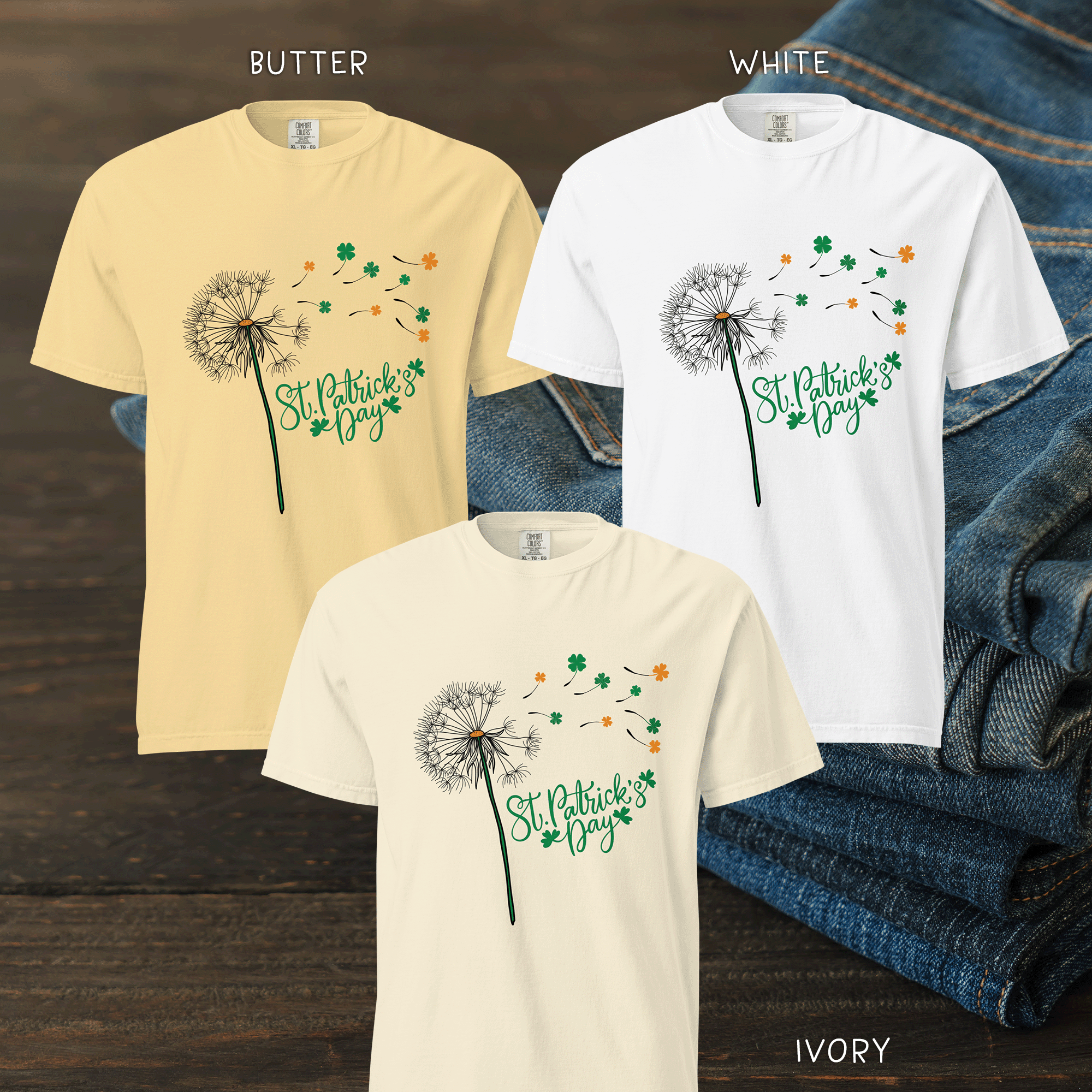 St Patricks Day Dandelion Shamrock T-shirt