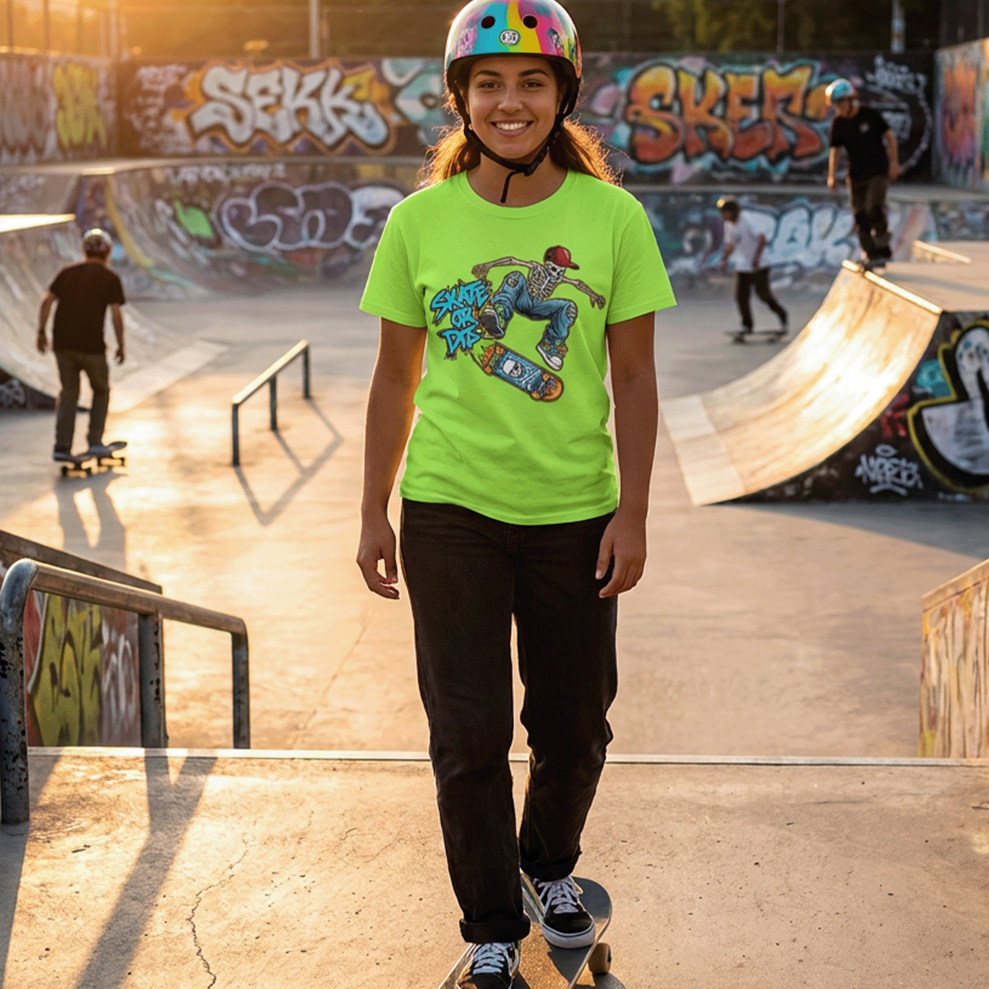 Skate or Die Skeleton Dude DryBlend® T-Shirt