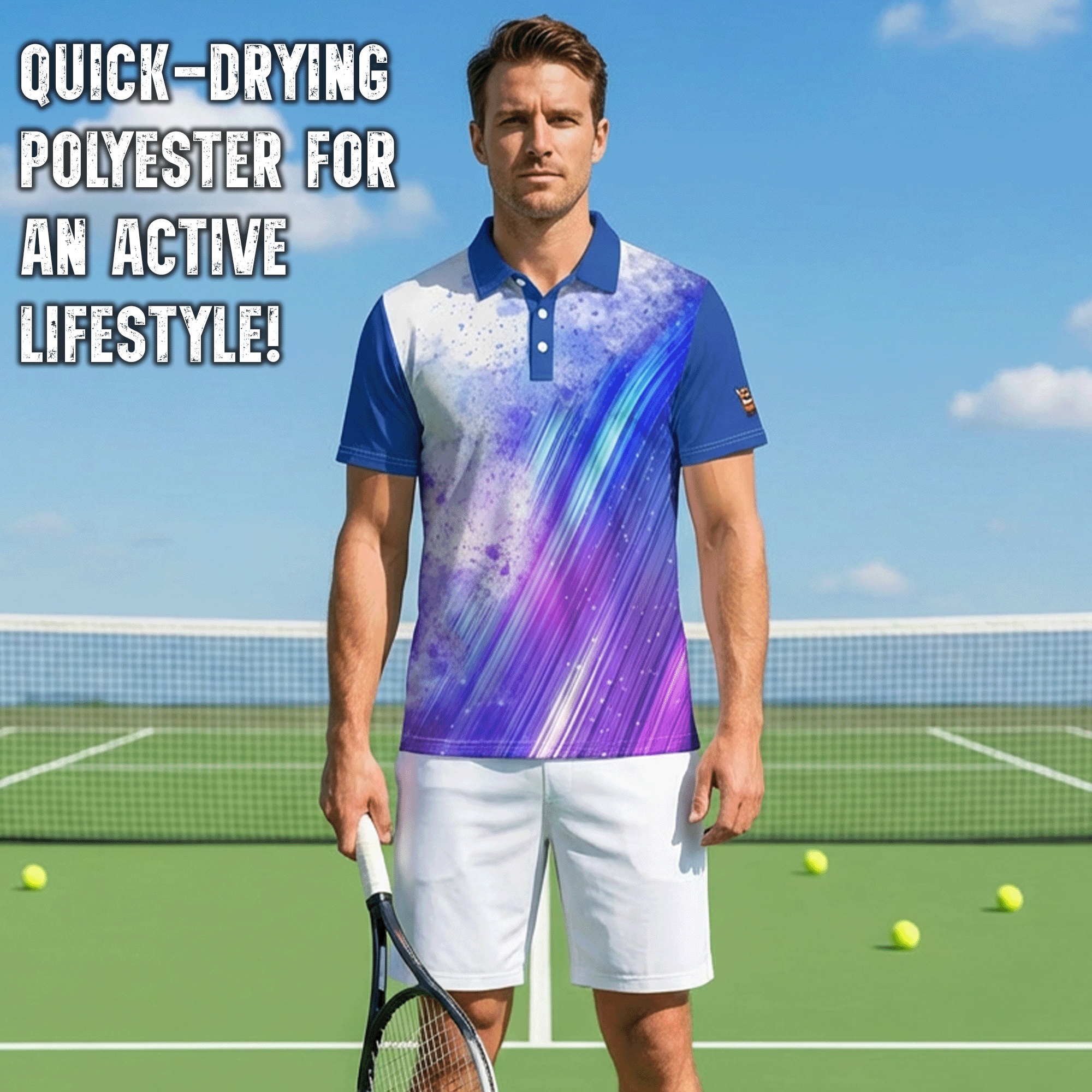 Light Wave Abstract Sports Polo Shirt