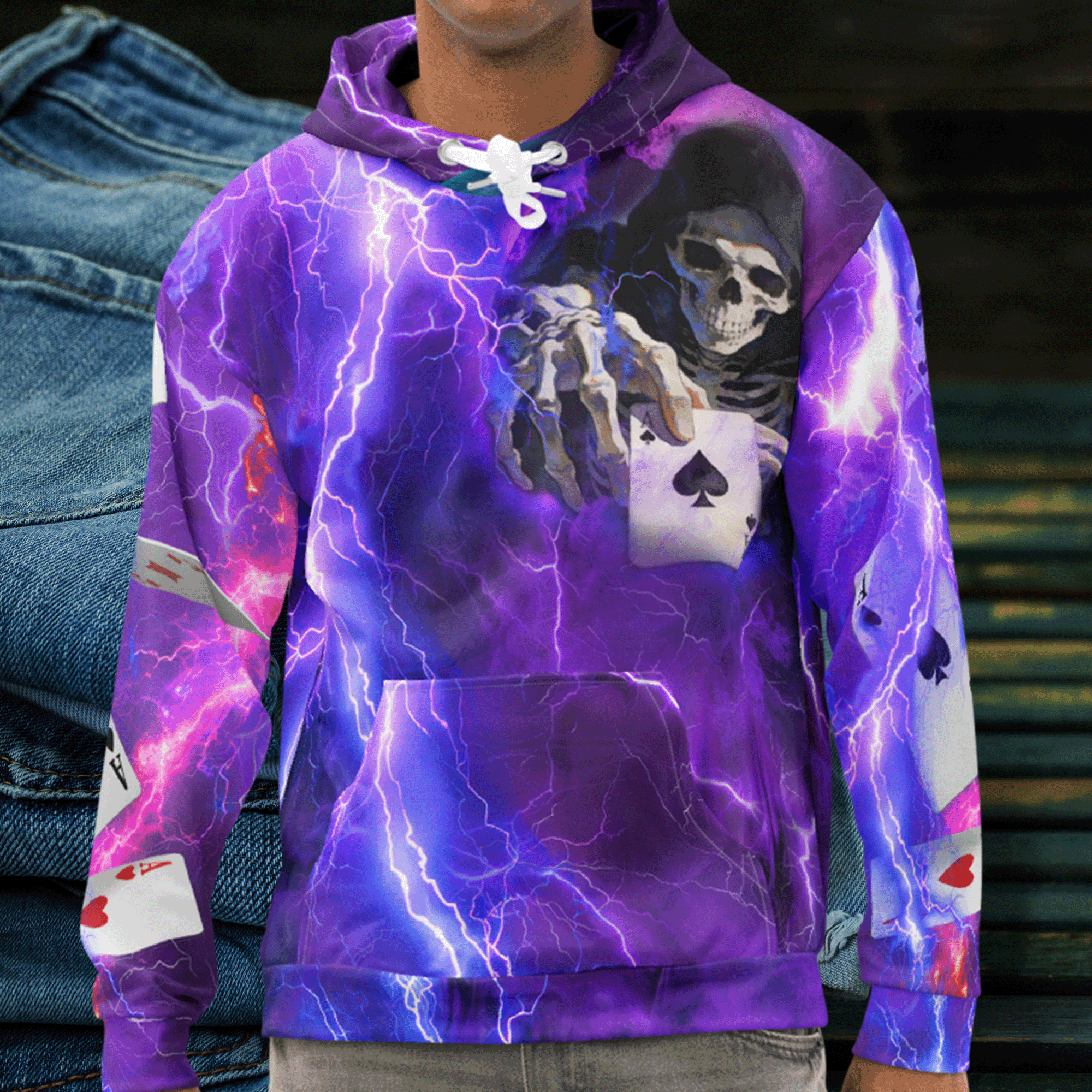 Skeleton with Ace Card Hoodie