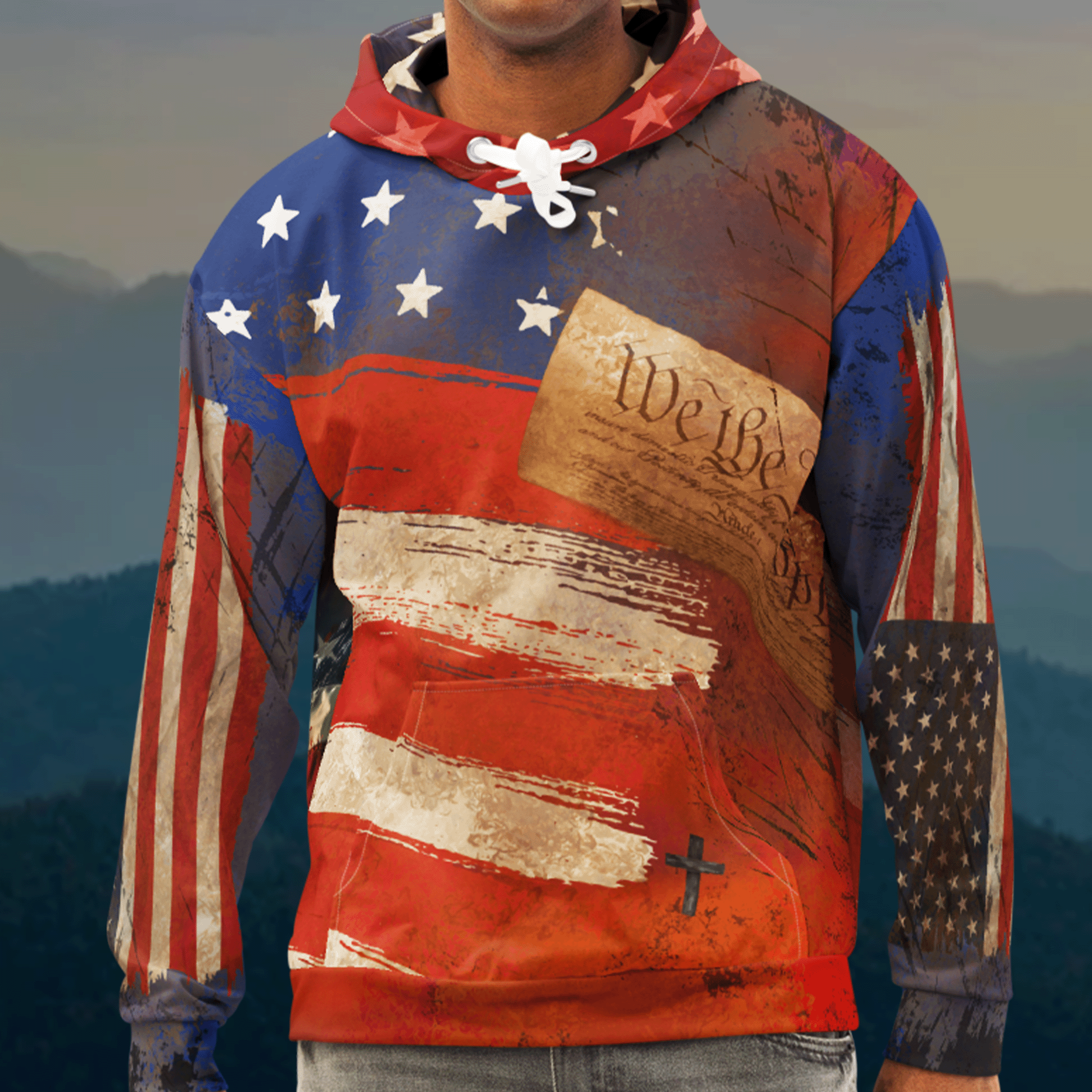 American Flag Streetwear Style Grunge Hoodie