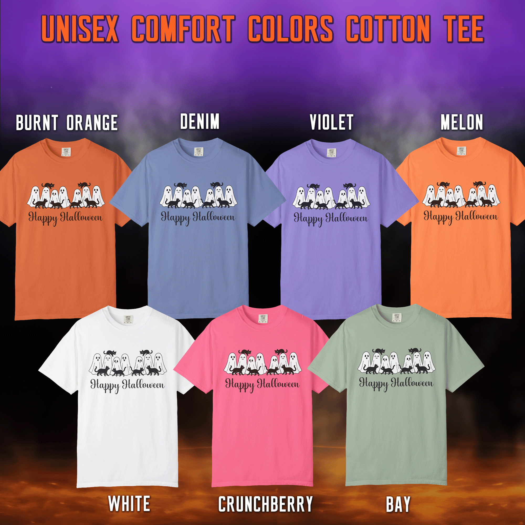 Halloween Ghosts and Curious Cats T-Shirt