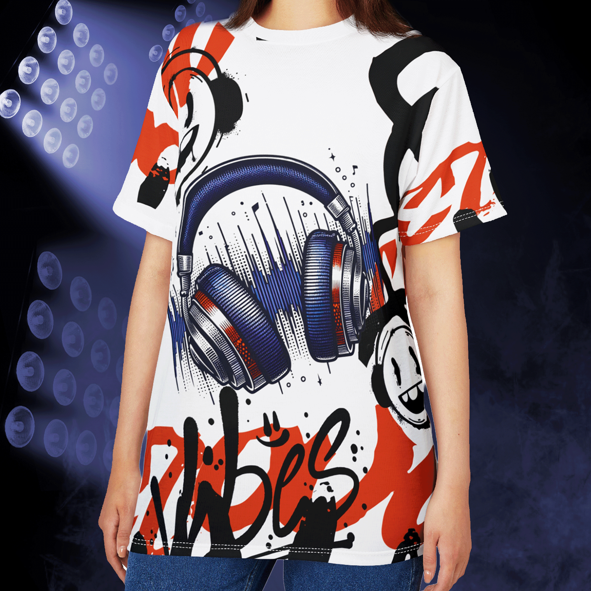 Good Vibes Headphones Graffiti Unisex Tee