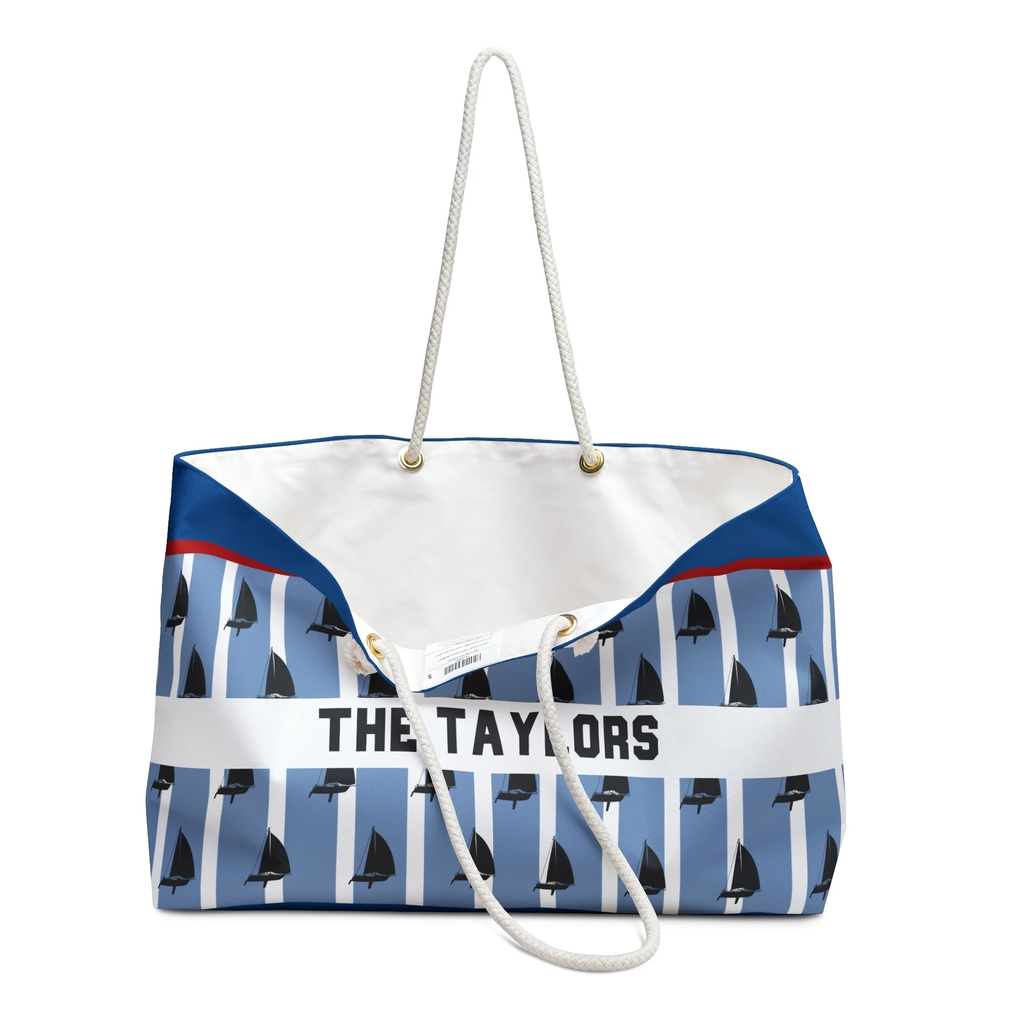 Personalized Name Sailboat Pattern Weekender Bag