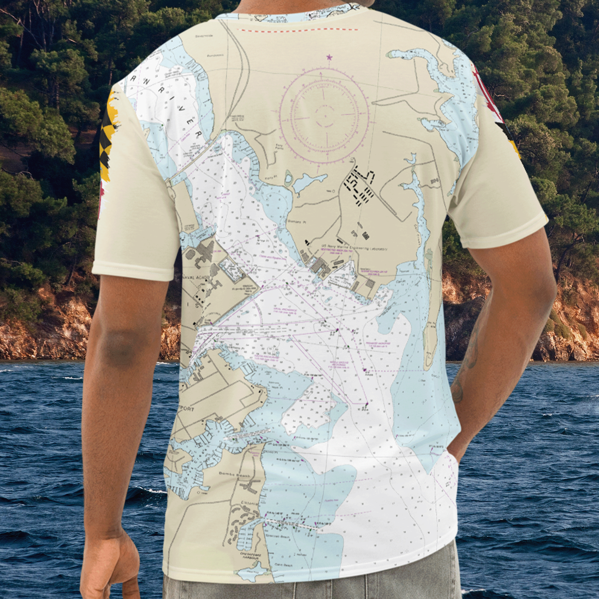 Chesapeake Bay Maryland Nautical Chart Men's T-shirt