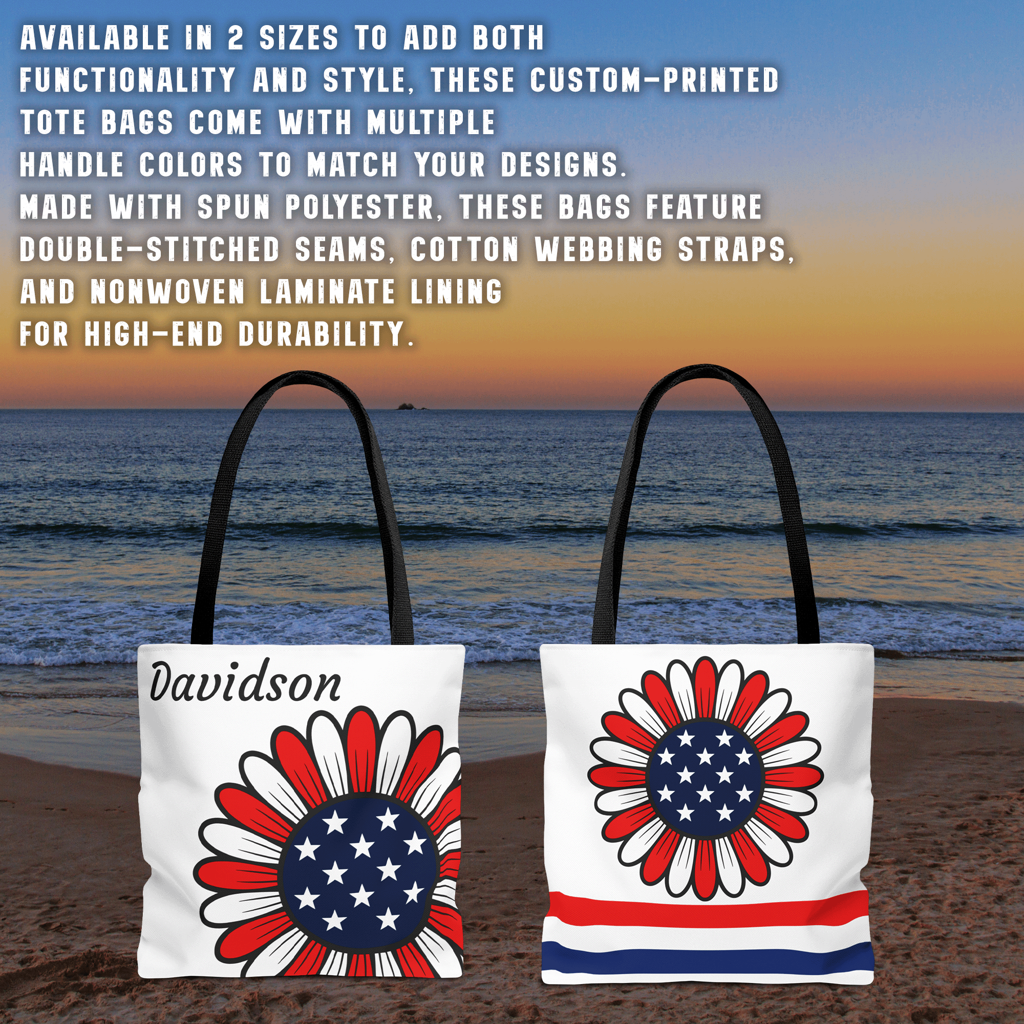 Personalized American Flower Tote Bag