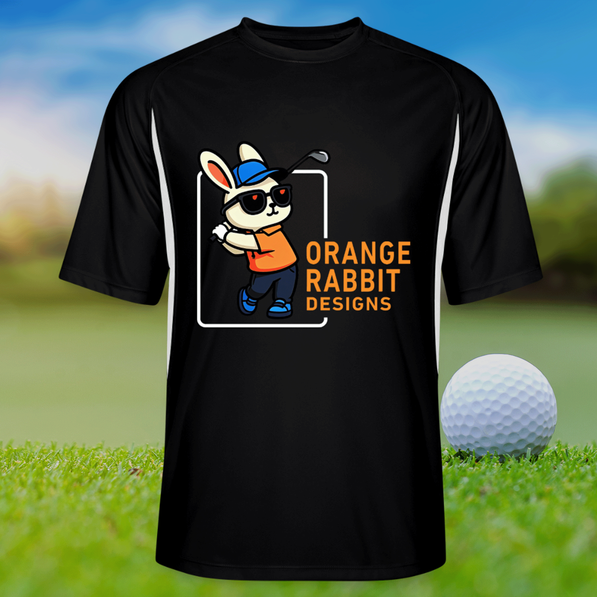 Orange Rabbit Golfer Men’s Cooling Performance Color Blocked Jersey