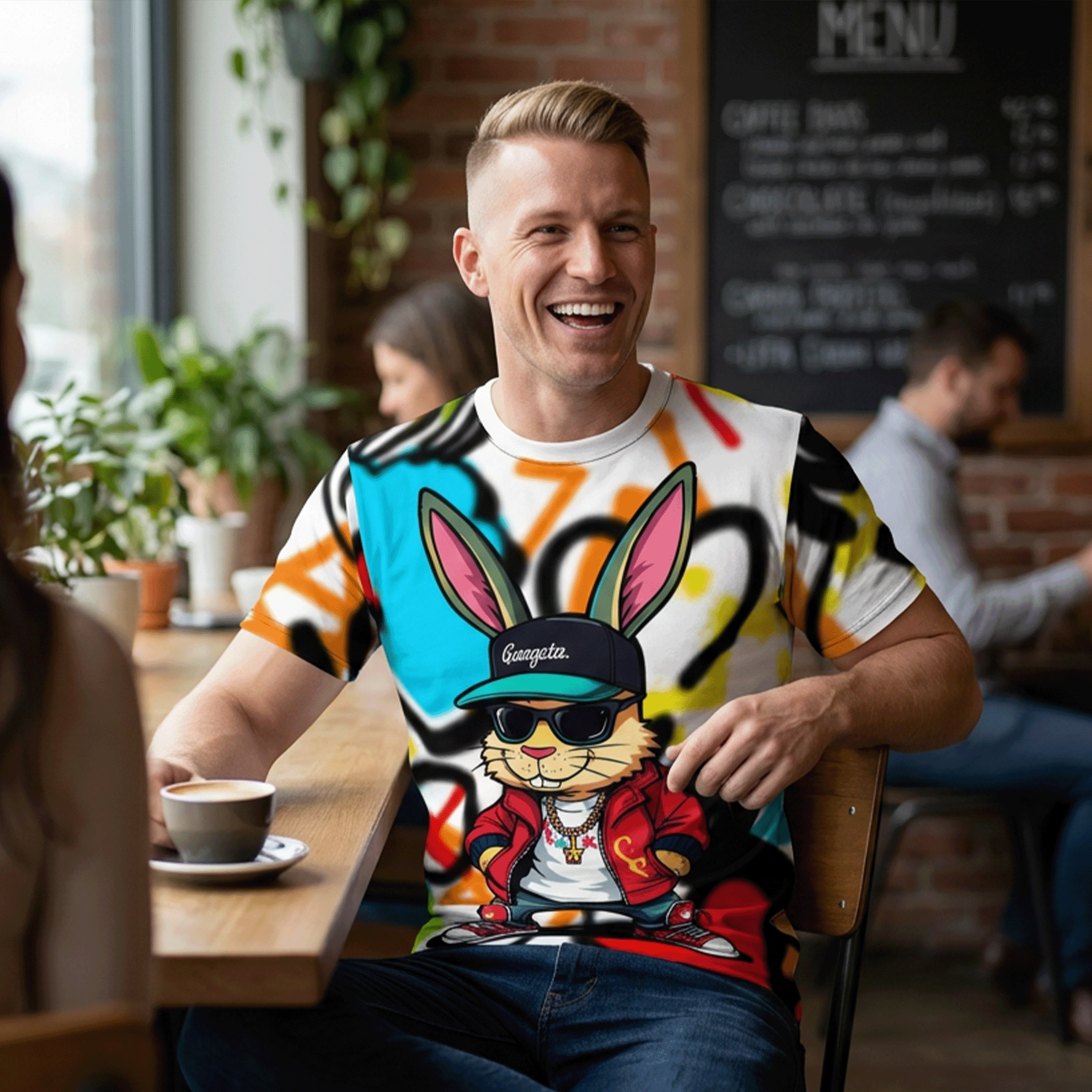 Graffiti Streetwear Gangsta Bunny T-Shirt