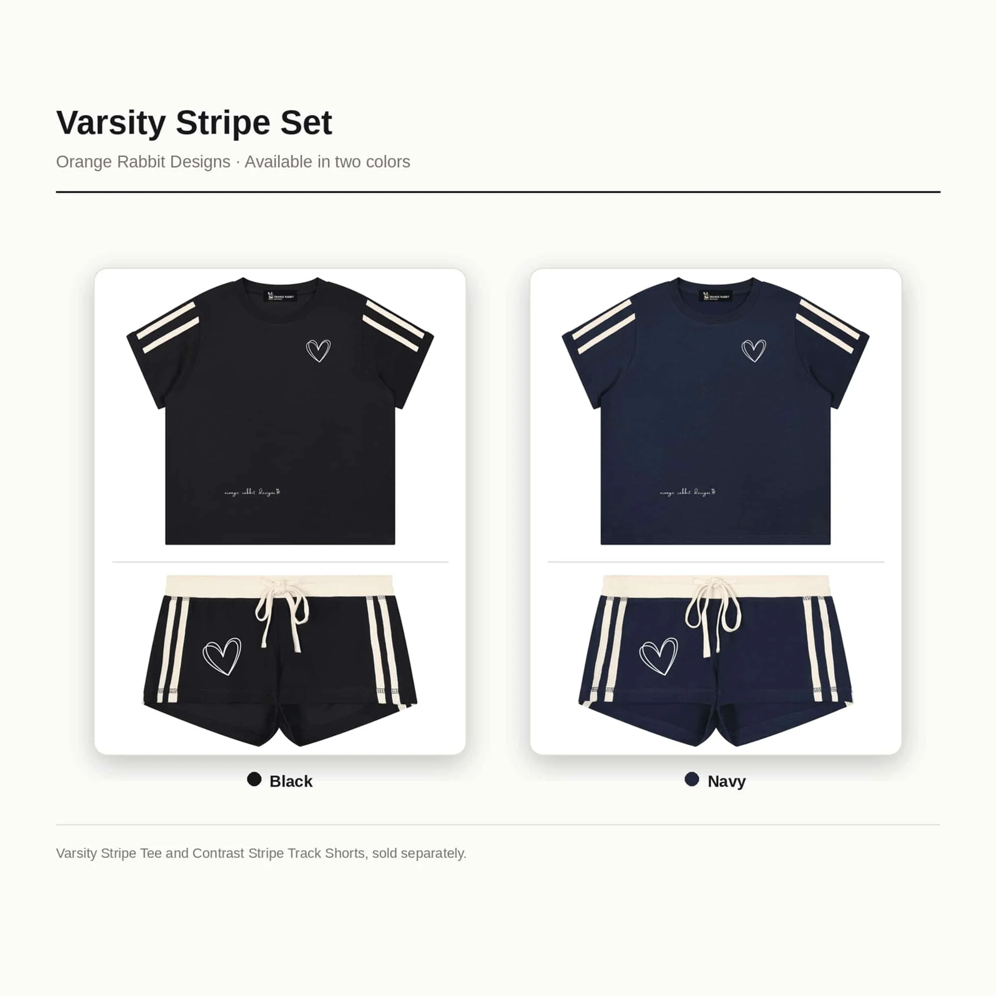 Women's Heart Contrast Stripe Track Shorts & Varsity Tee