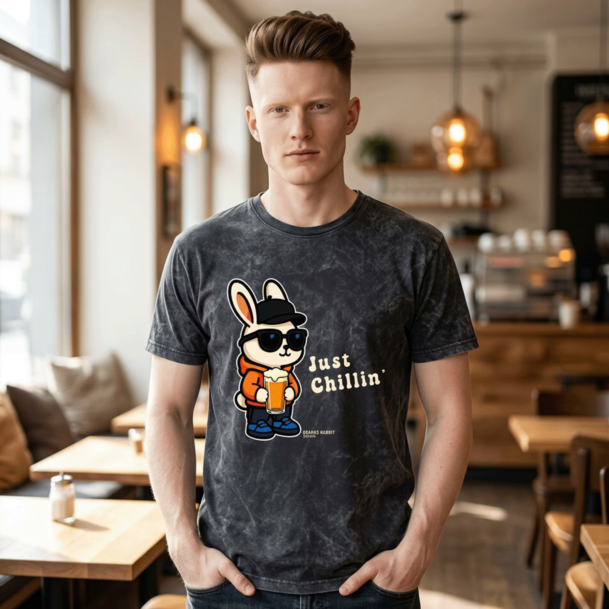 Orange Rabbit Just Chillin Beer Vintage Crewneck Tee